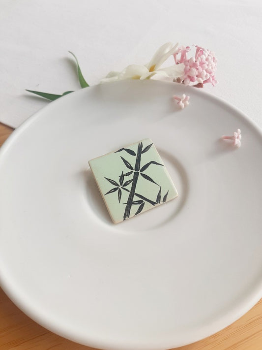 "Bamboo Grove" ceramic brooch