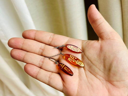 Honey Glass "Dragon and Phoenix" Necklace and Earrings Set