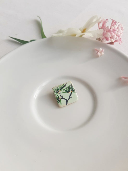 ceramic mini brooch "Long-Lived Pine"