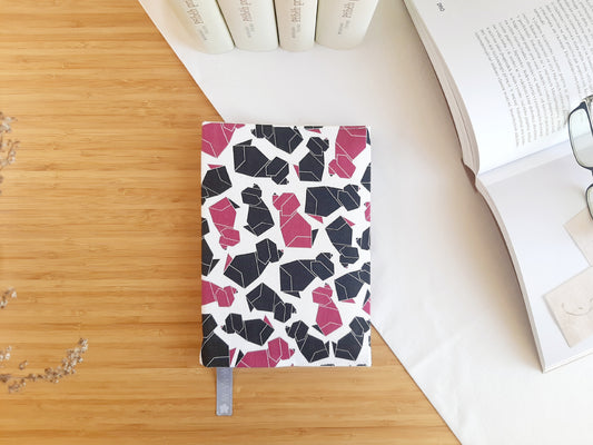 Bucheinband "Origami Welpe Bordeaux" klein