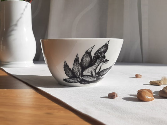 Rice Bowl "Kyuubi no Kitsune" B&W 300 ml