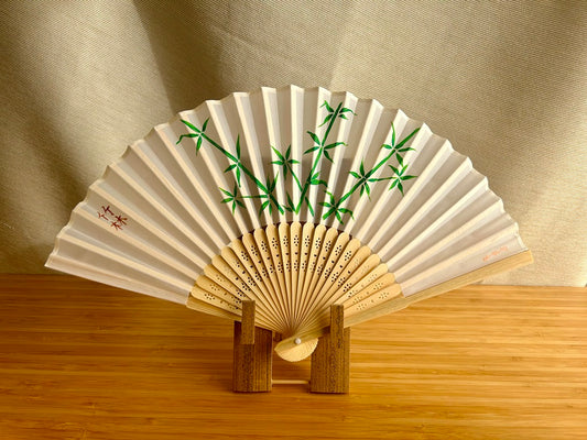 folding fabric fan "Bamboo Grove" hand-painted
