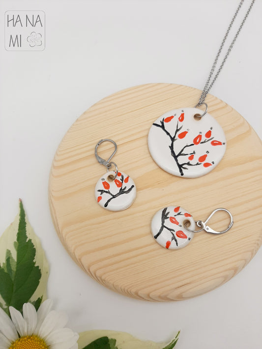 Keramikschmuckset „Hagebuttentee“