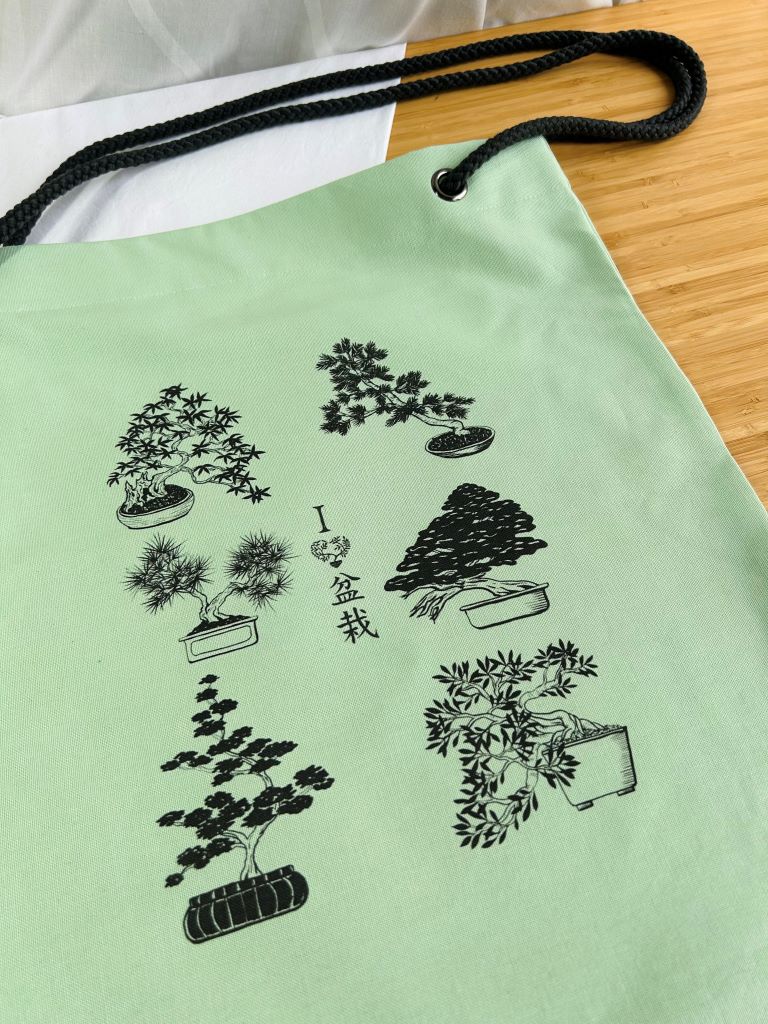 "Bonsai Lover" shopping bag with cord handles