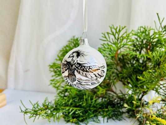 Weihnachtskugel „Phönix“ aus Porzellan, 6 cm