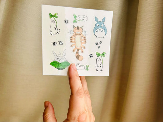 Temporäres Tattoo „Totoro und Katzenbus“