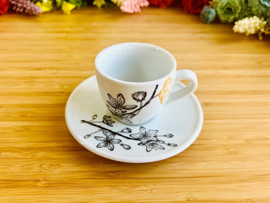 malý hrnek s podšálkem "Sakura" se zlatou 90 ml