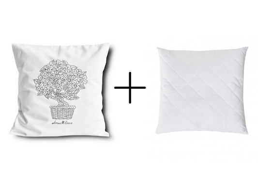 weißes Kissen "BONSAI" 40 x 40 cm