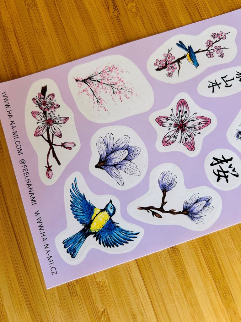 "Spring Japan" stickers colorful