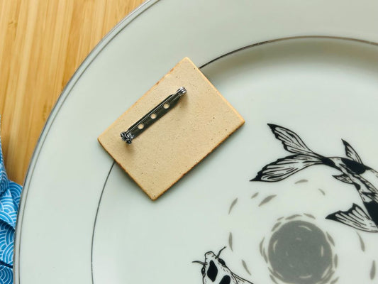 Ceramic brooch turquoise "Lake Gems or Koi with Moon"