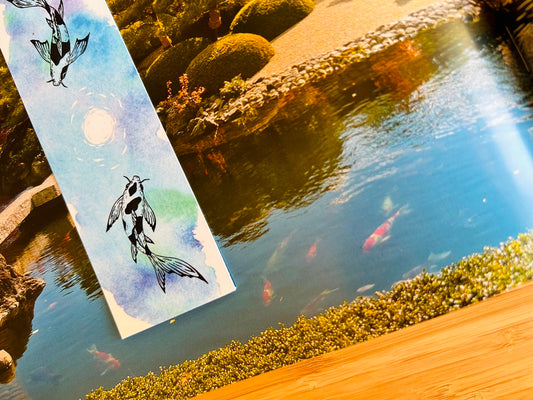 Lesezeichen "Seeschein oder Koi-Karpfen mit Mond" 15 x 5 cm