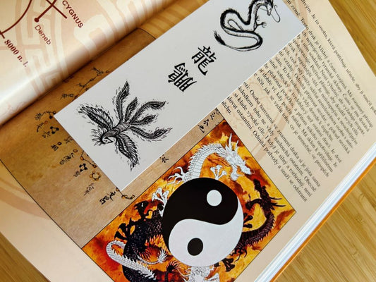 Lesezeichen "Drache und Phönix" 15 x 5 cm