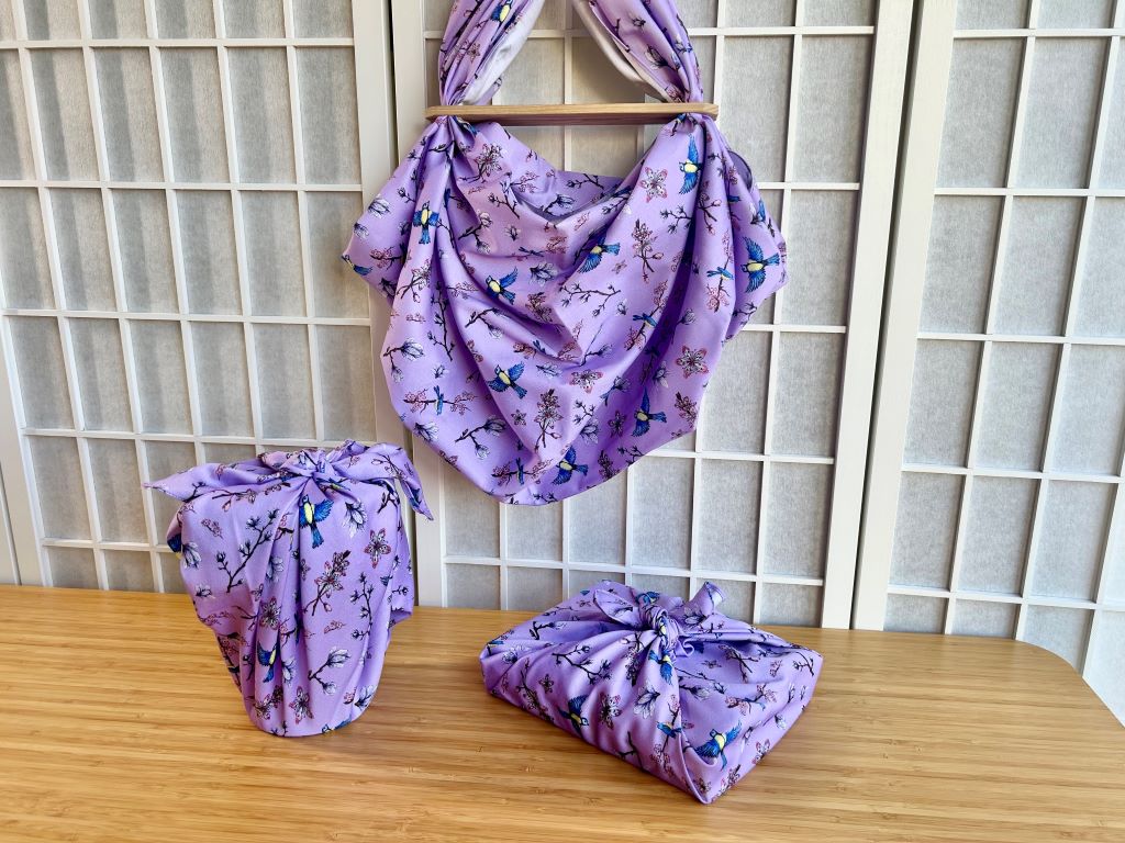 large scarf "Spring Japan" 100x100 cm