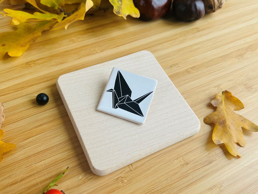 ceramic brooch "Origami Crane"