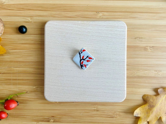 ceramic mini brooch "Rosehip Tea"