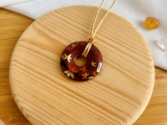 "Autumn Evening" donut necklace red jasper