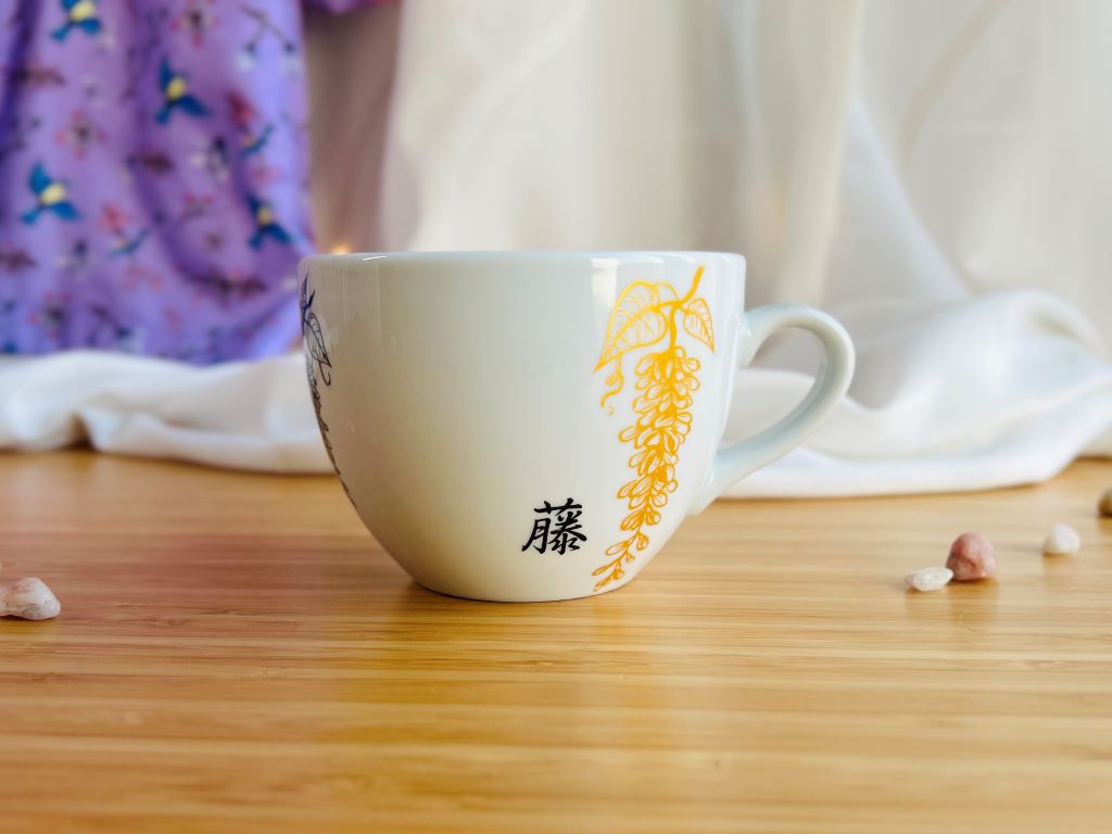 Wisteria wide mug with gold 480 ml