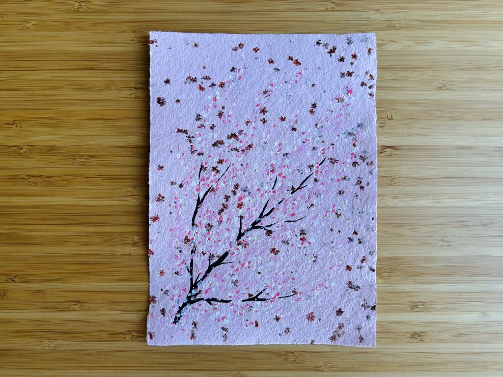 Picture "Morning under the Sakura" for framing original on handmade paper A5