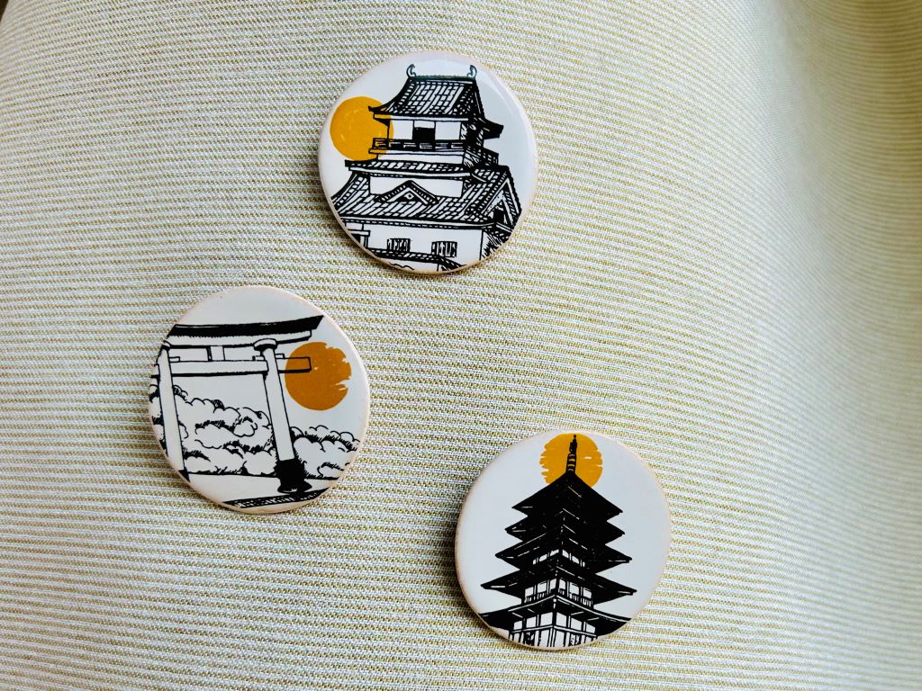 Keramikbrosche "Architektur des alten Japan"