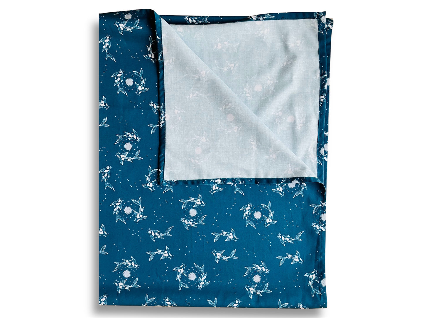 medium scarf "Lake Gems or Koi Carp with Moon" 67x67 cm