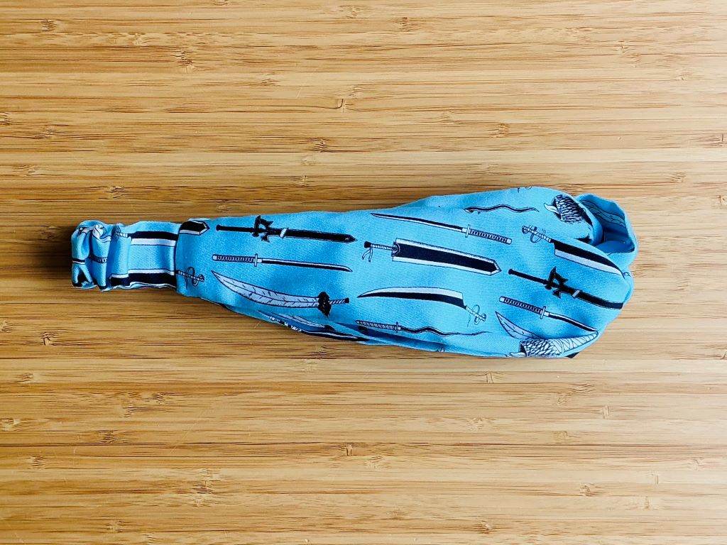 Fabric headband "Anime Swords" with elastic band