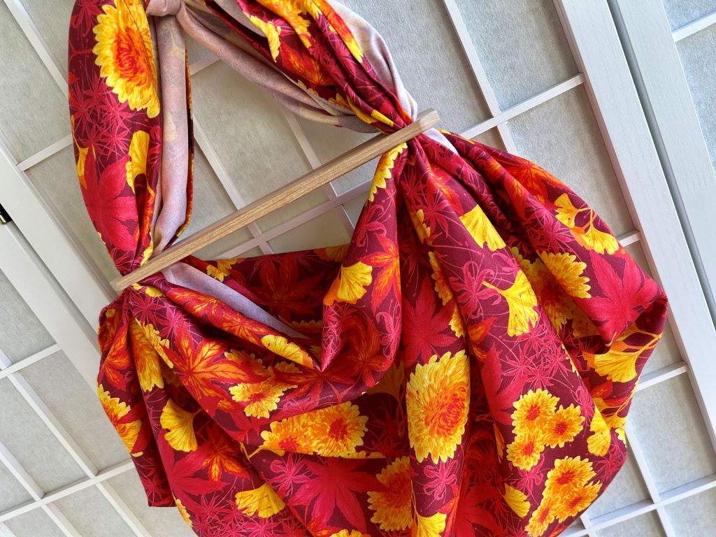 large scarf "Park in autumn colors" 100x100 cm