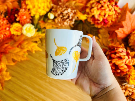 Tasse "Ginkgoblätter" mit Gold 250 ml