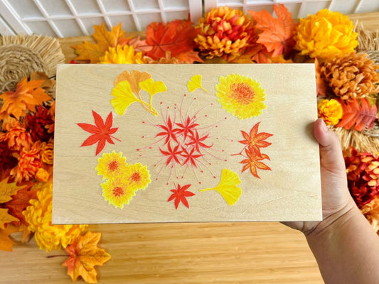 Holzkästchen „Park in Herbstfarben“ für Essstäbchen und Essstäbchenbänke