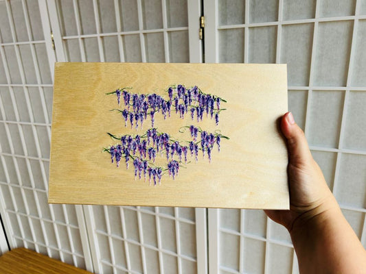 Holzkästchen „Frühlings-Japan“ für Essstäbchen und Essstäbchenbänkchen