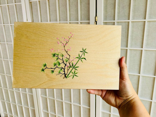 Holzkästchen „Drei Winterfreunde“ für Essstäbchen und Ablagen