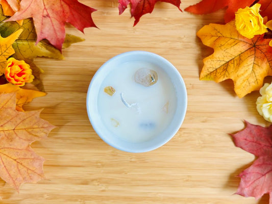 Teelicht "Kalcifer" mit Mineralien