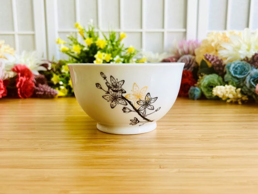 round bowl + spoon set "Sakura" with gold