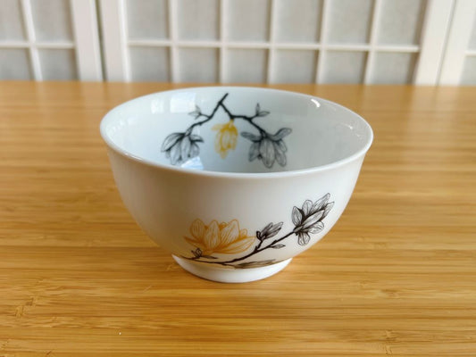 round bowl + spoon set "Magnolia" with gold