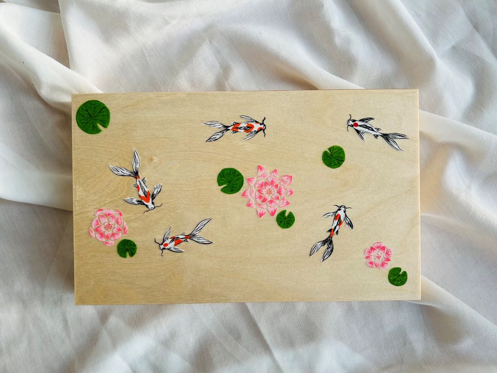 Geschenkset "Seejuwelen oder Koi-Karpfen mit Lotusblüten" für Essstäbchen und Ablagen