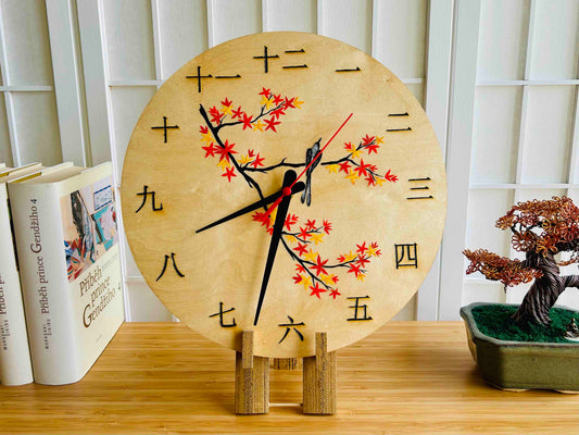 Luxuriöse Holzuhr „Herbstabend“ 29 cm – Maßanfertigung