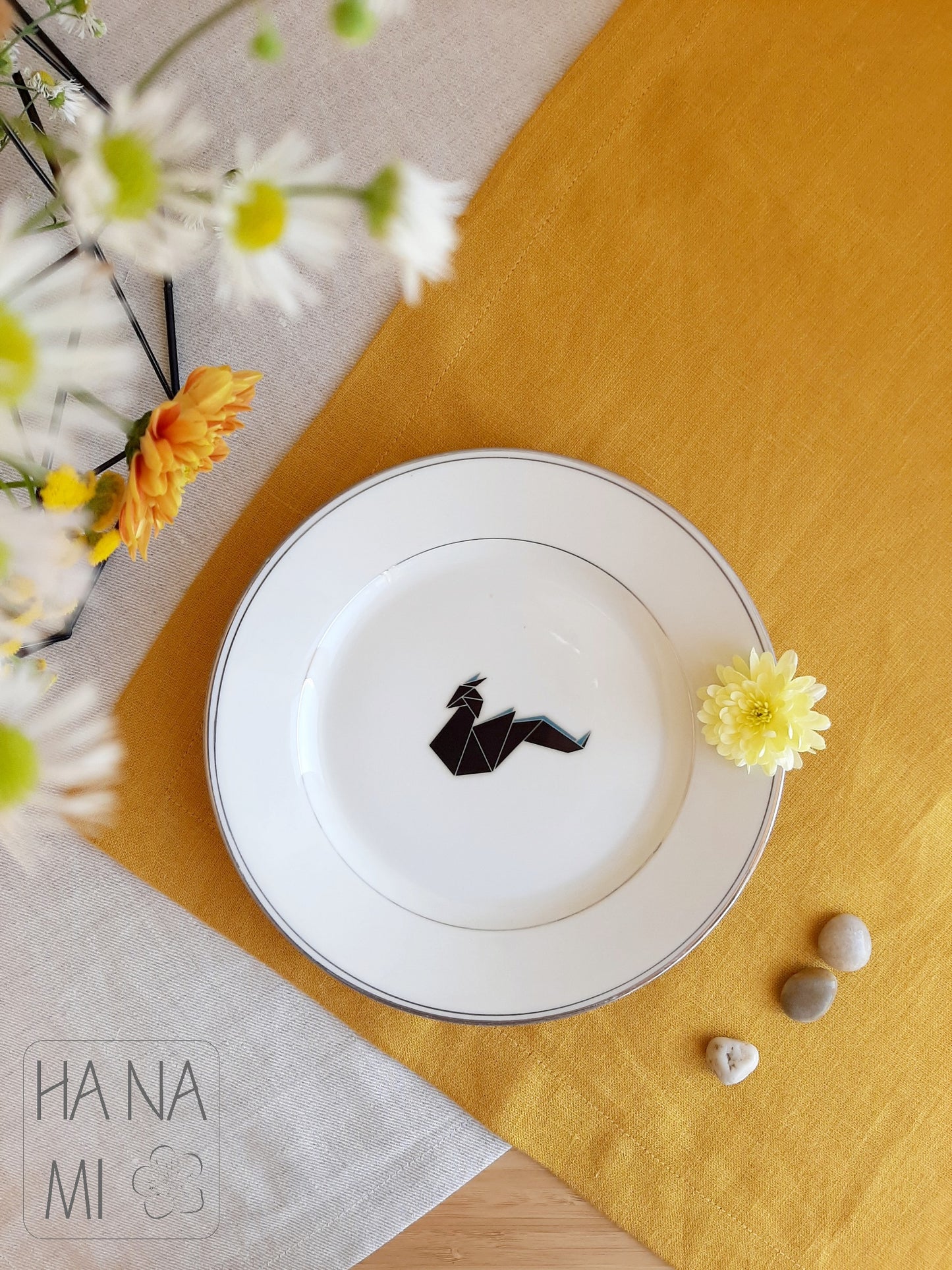 "Origami Dragon" decorative plate set
