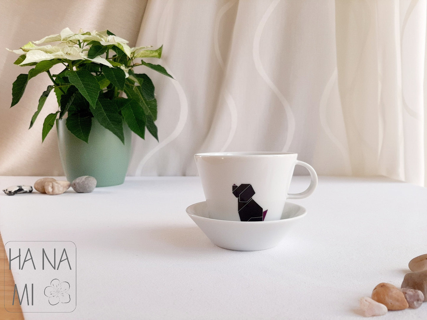 Tasse mit Untertasse „Origami Welpe“ 150 ml