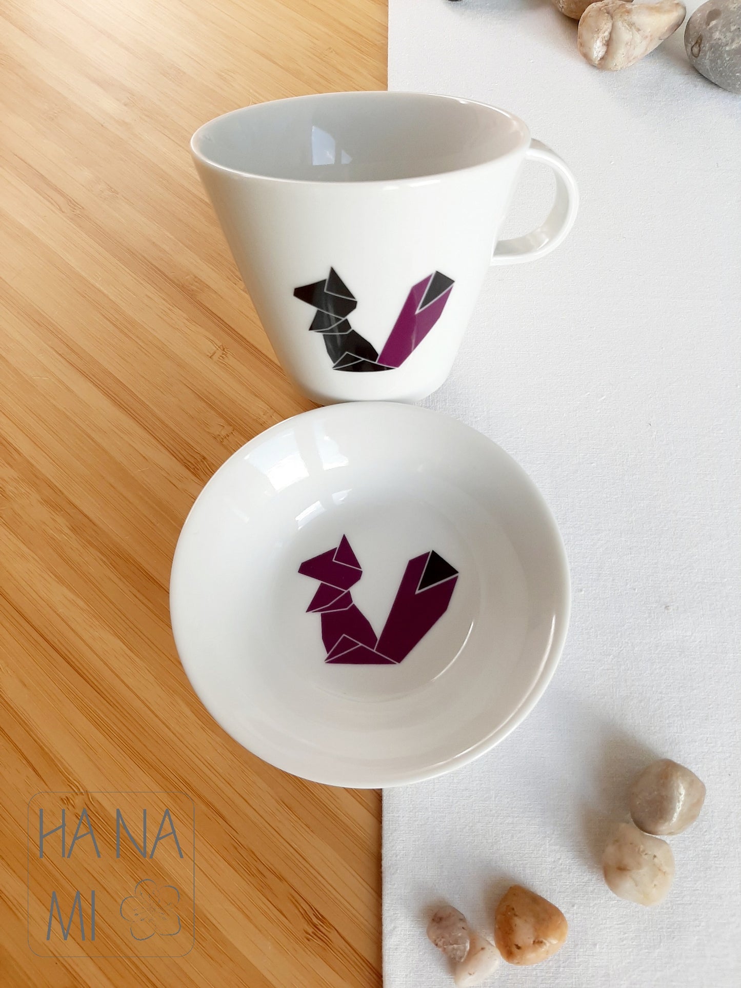 Tasse mit Untertasse „Origami Eichhörnchen“ 150 ml