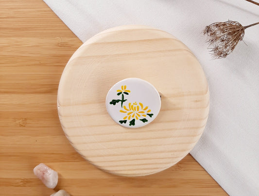 ceramic brooch "Imperial Chrysanthemum"