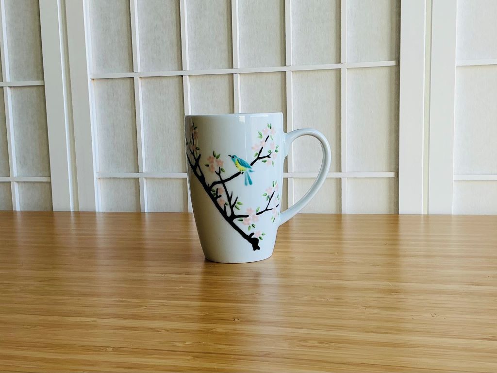 Tall mug "Bird on Sakura" 380 ml
