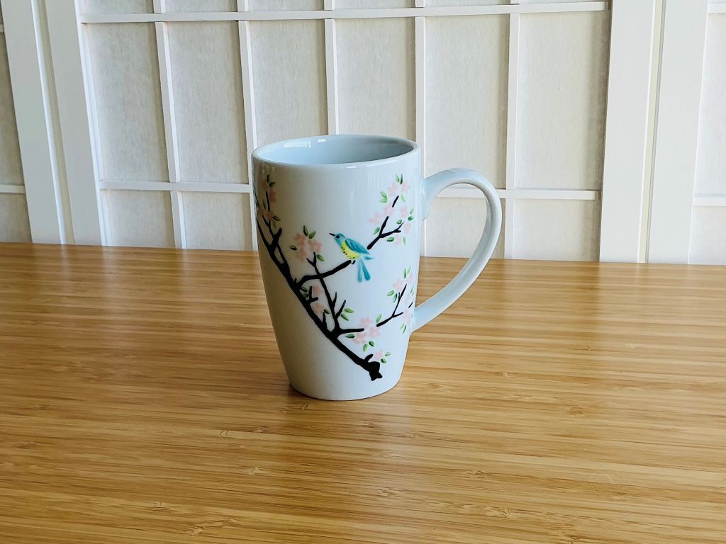 Tall mug "Bird on Sakura" 380 ml