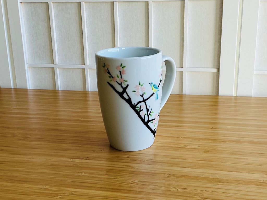 Tall mug "Bird on Sakura" 380 ml