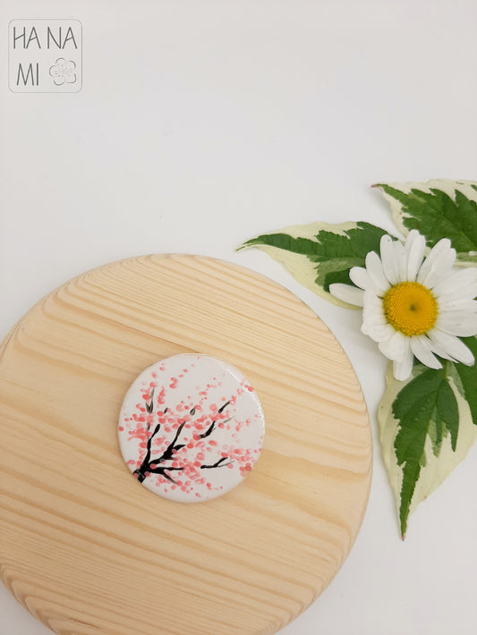 ceramic brooch "Morning under a Cherry Tree"