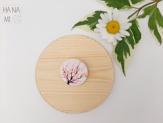 ceramic brooch "Morning under a Cherry Tree"
