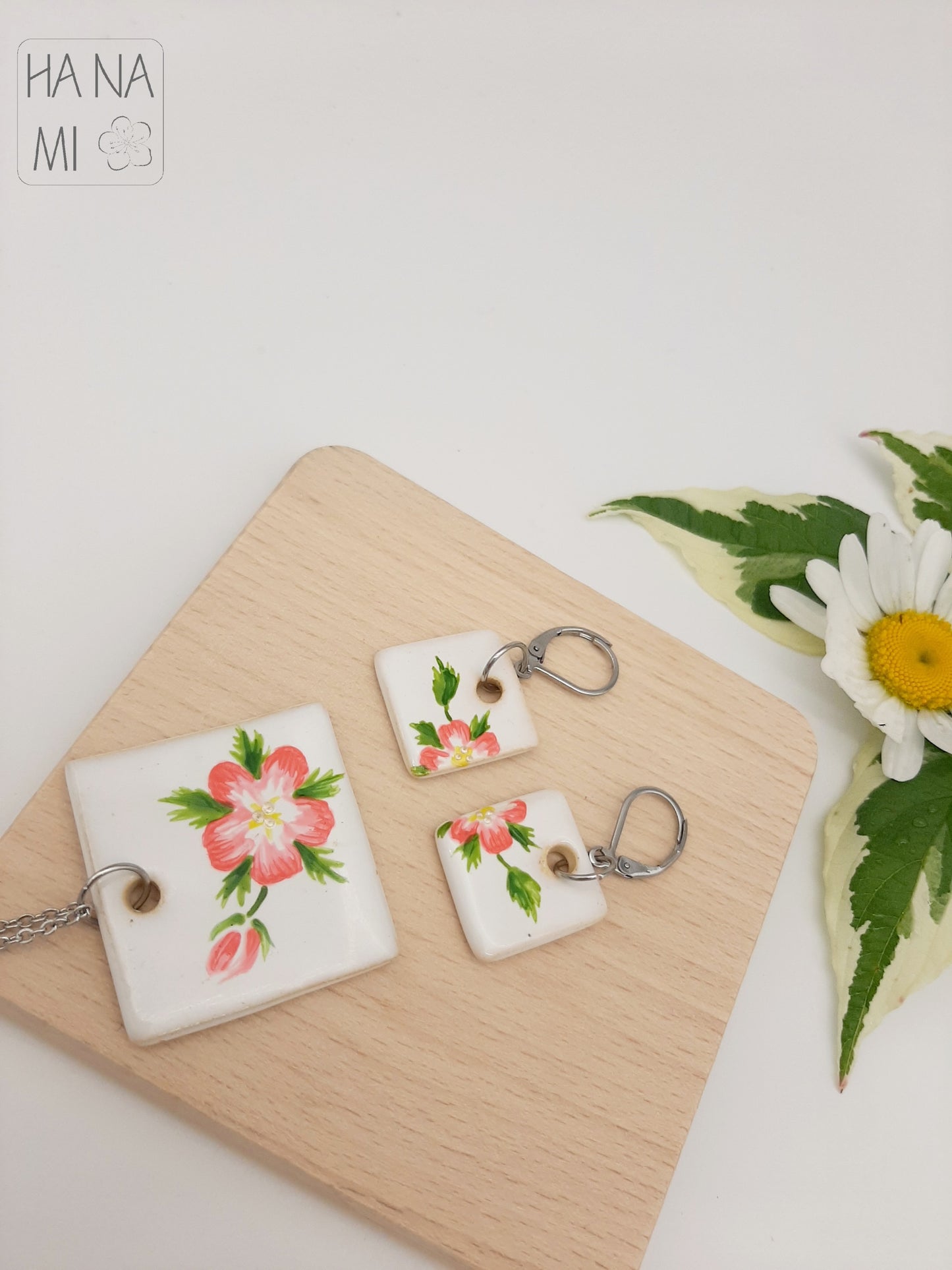 "Cherry Blossom" ceramic jewelry set