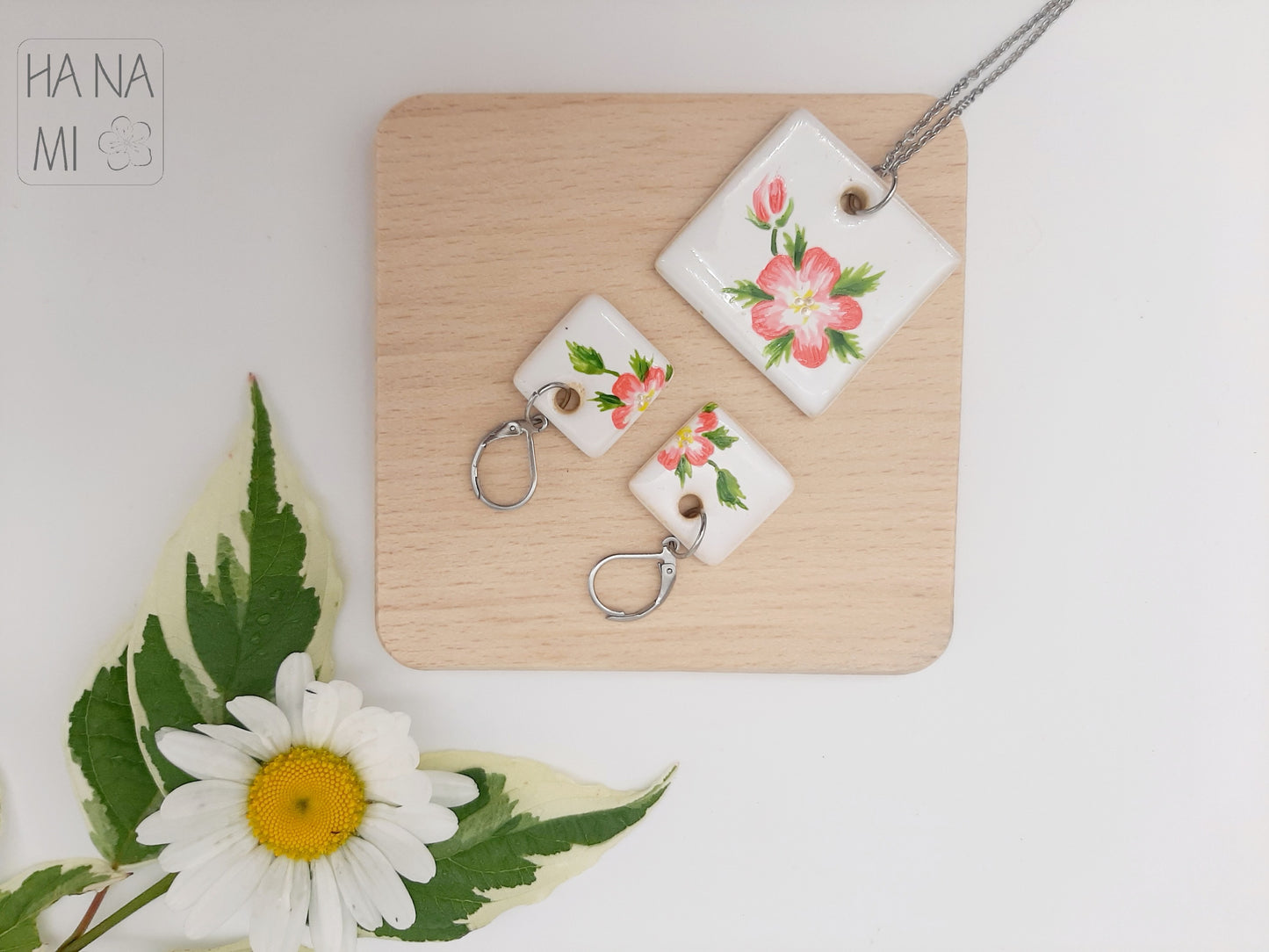 "Cherry Blossom" ceramic jewelry set