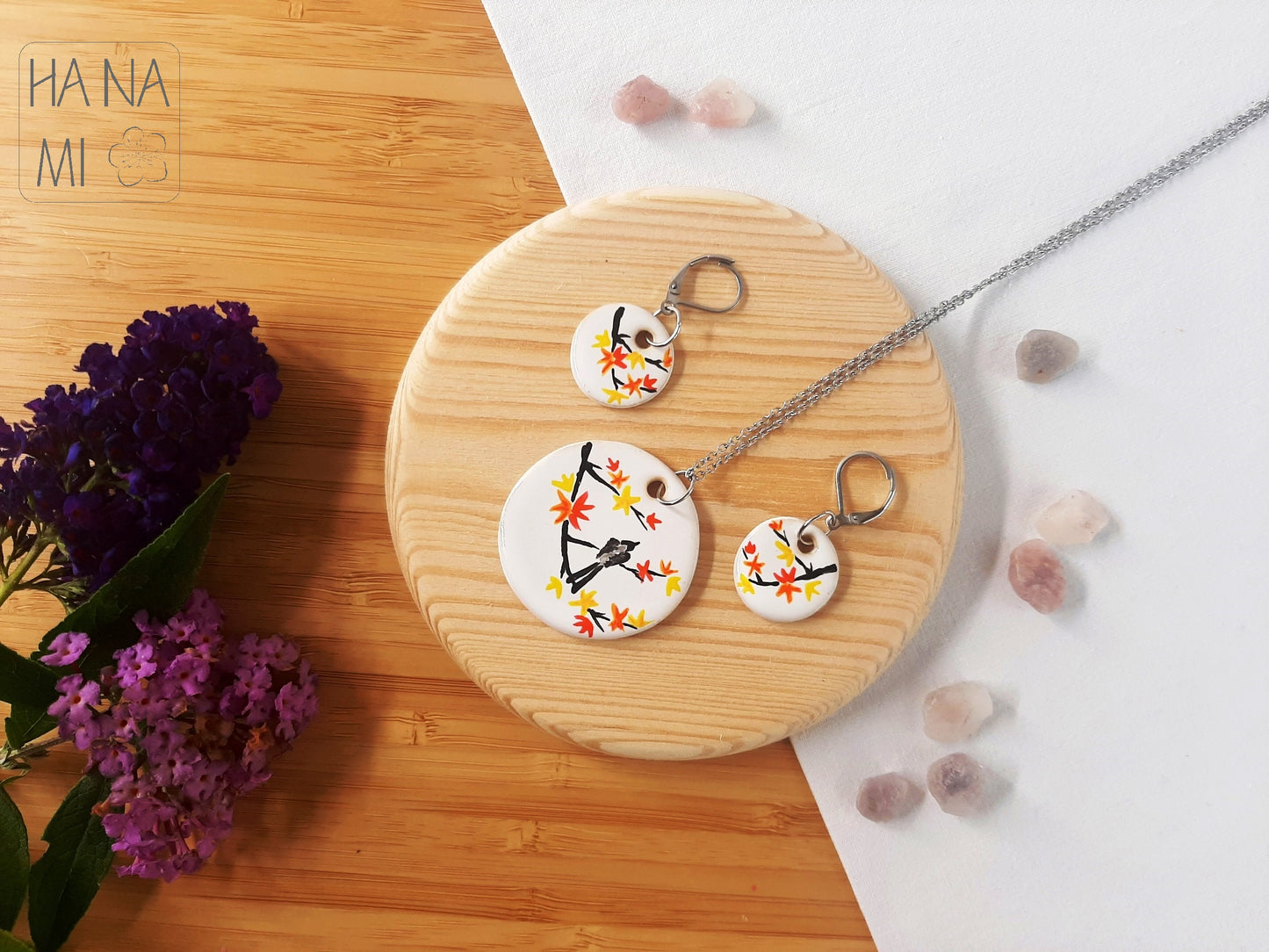 "Autumn Evening" ceramic jewelry set