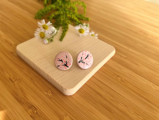 Ceramic earrings "Morning under a Cherry Blossom Tree"