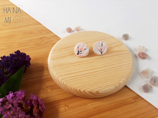 Ceramic earrings "Morning under a Cherry Blossom Tree"