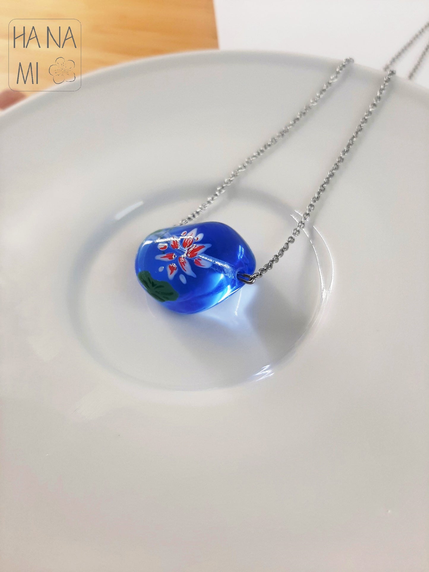 large glass necklace "Lotus Pond"